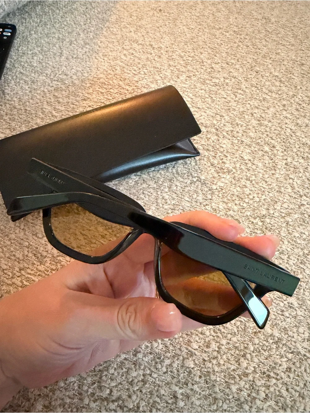 Saint Laurent Black Sunglasses with Amber Lenses